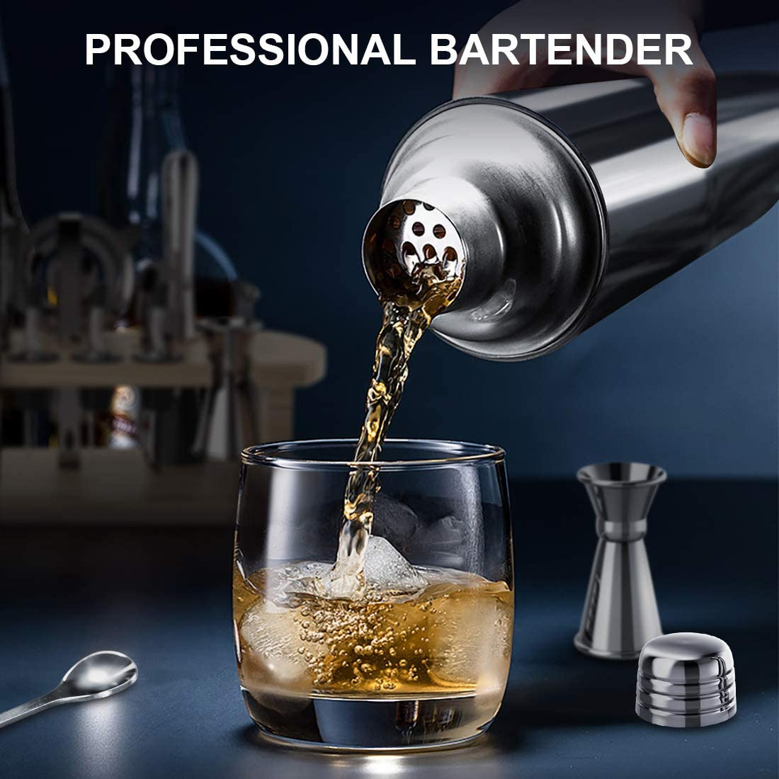 Faizee Home Cocktail Shaker Set: 750 ml Edelstahl Martini Shaker 11 tlg 7 tlg. Cocktail