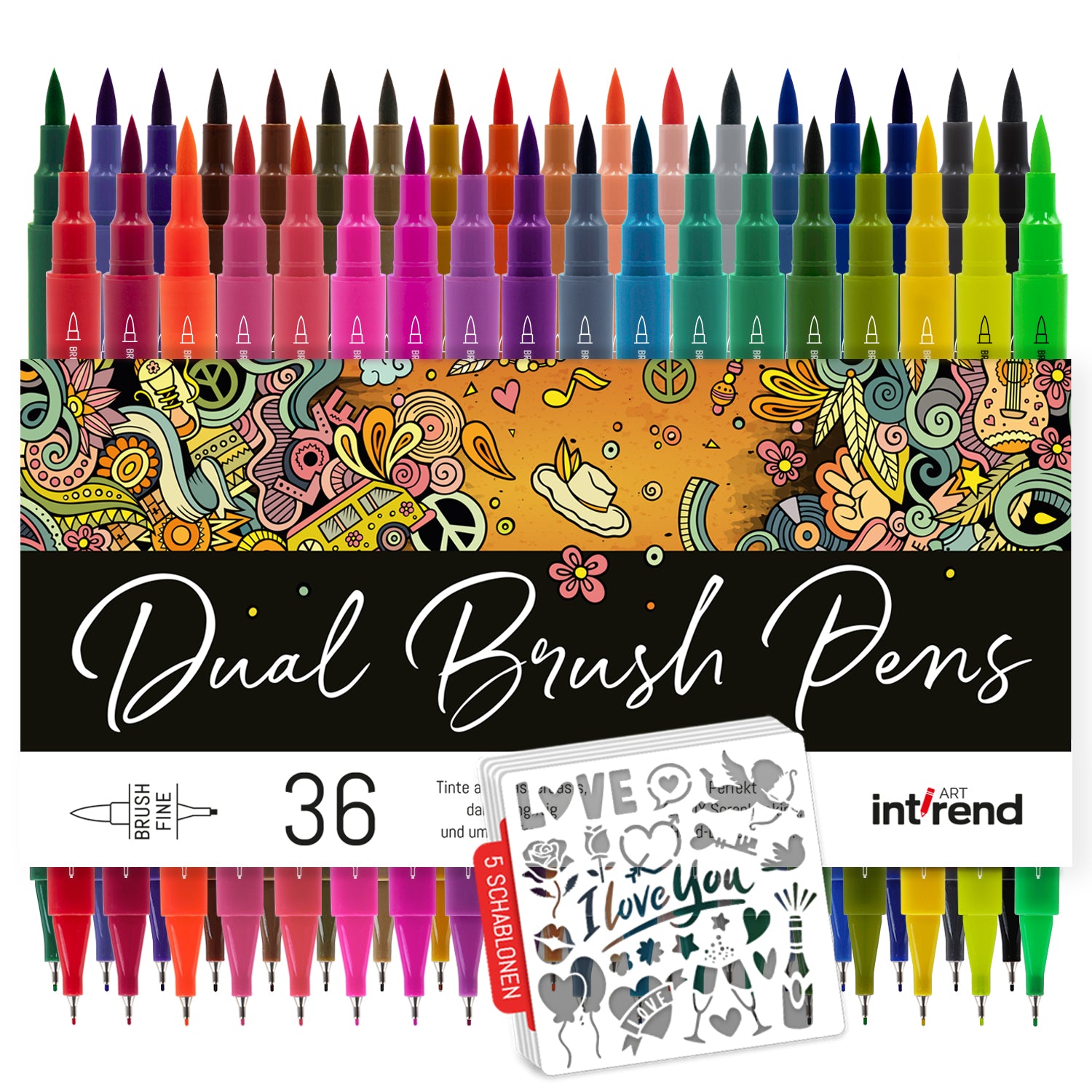 Super Geschenk 36 FARBEN Set Dual Brush Pen Pinselstifte Aquarellstifte 