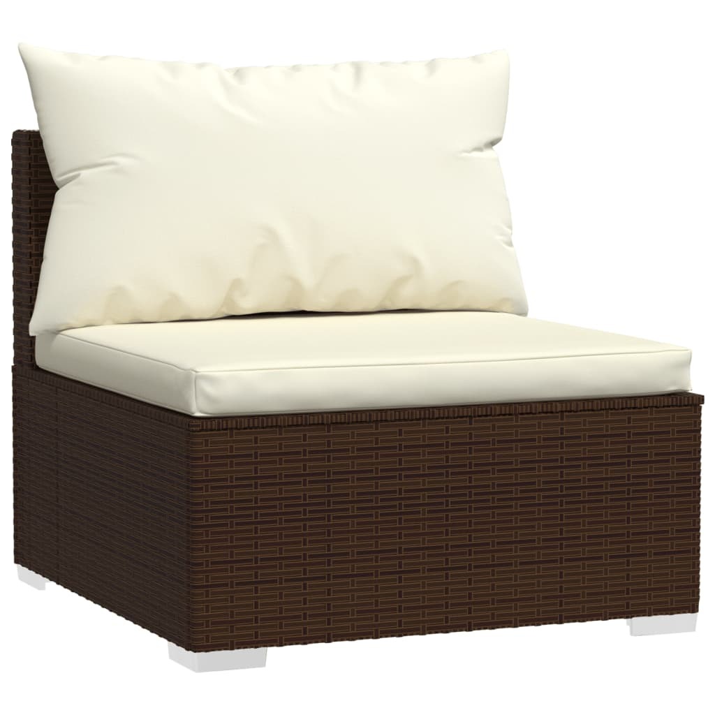 SYFAX 7-tlg. Garten-Lounge-Set mit Kissen Poly Rattan Braun Image