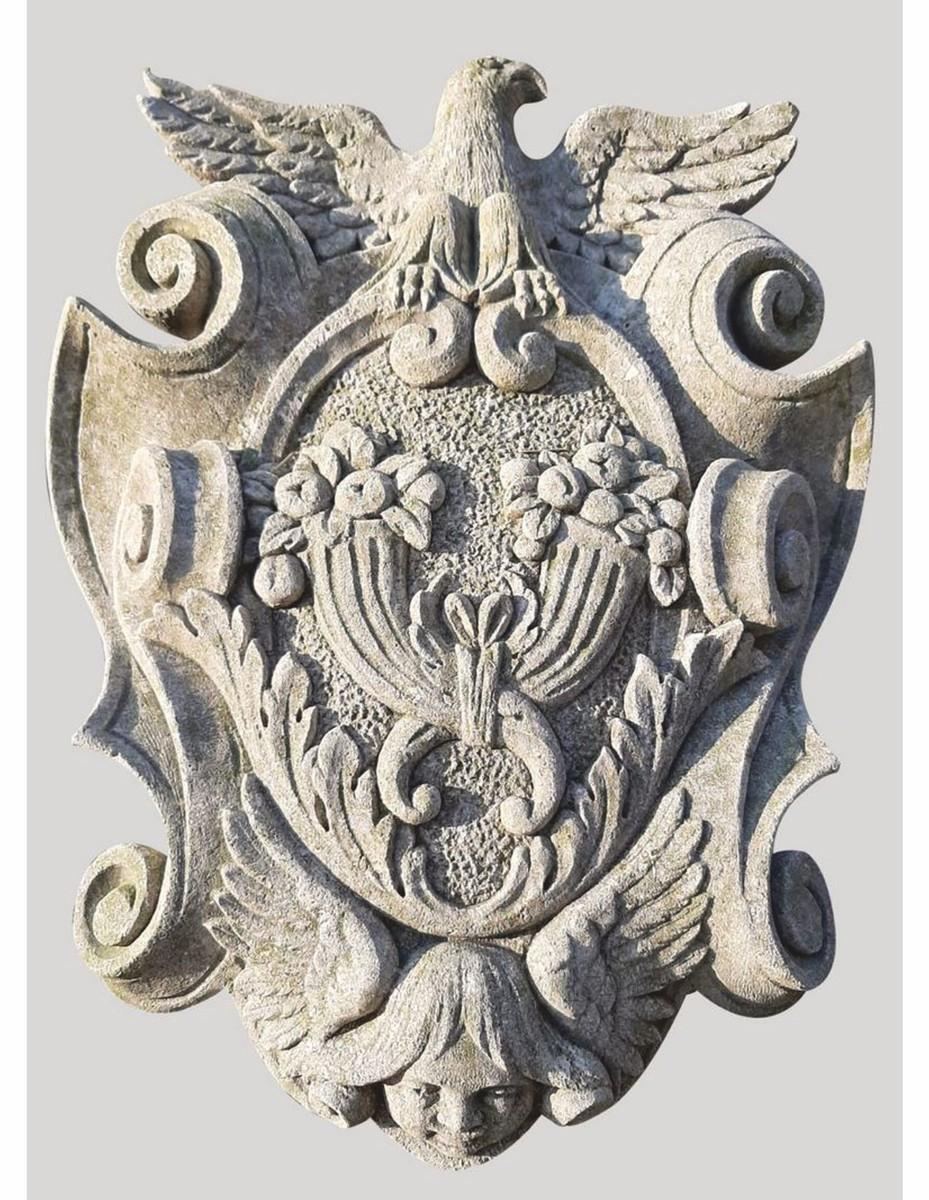 Casa Padrino Luxus Barock Wandornament Adler Grau H. 80 cm - Italy