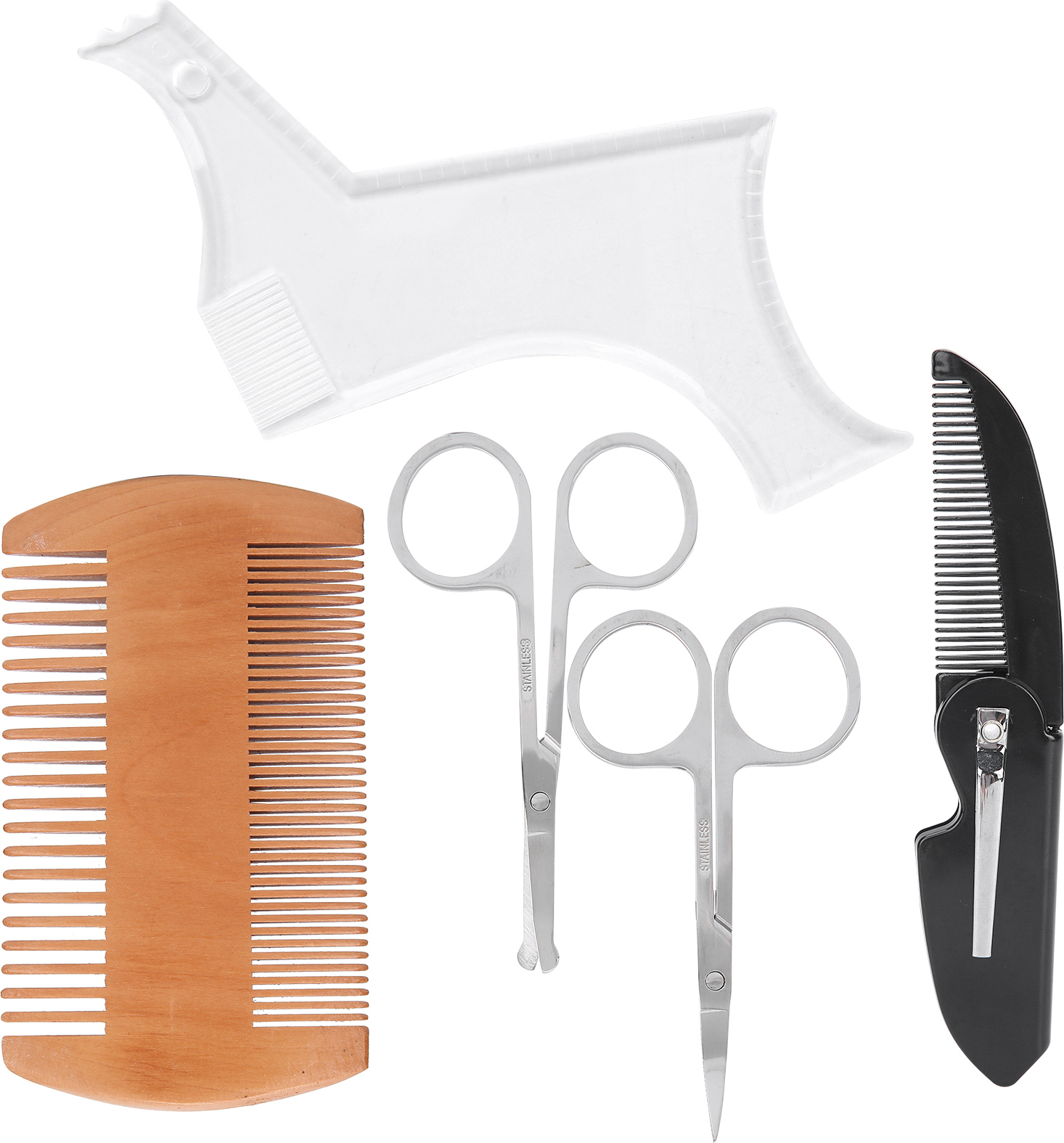 Cocosity Bartformungswerkzeug,Bartformungsschablone,Bartpflege-Set,Bartstyling-Werkzeug-Set,Bartformungs-Faltkamm,Bartformungsschere