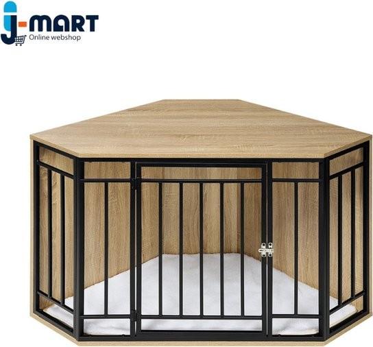 J-mart Luxus Hundebox - Groß - Hundebox - Hundehaus - Hundebox aus Holz - Inkl. Fleecekissen - 111 x 60 x 67 cm (LxBxH) 105646-0