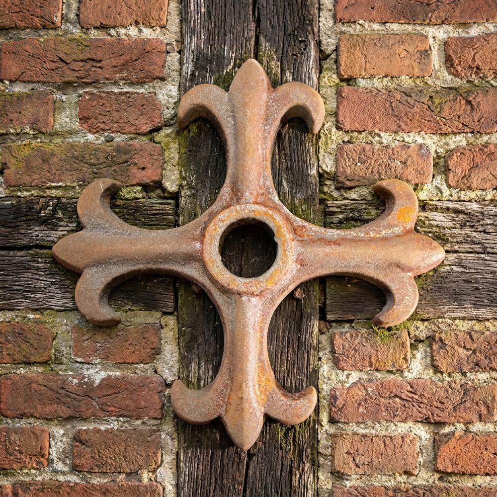 Antikas Maueranker, Kreuz, Gusseisen, Rostig