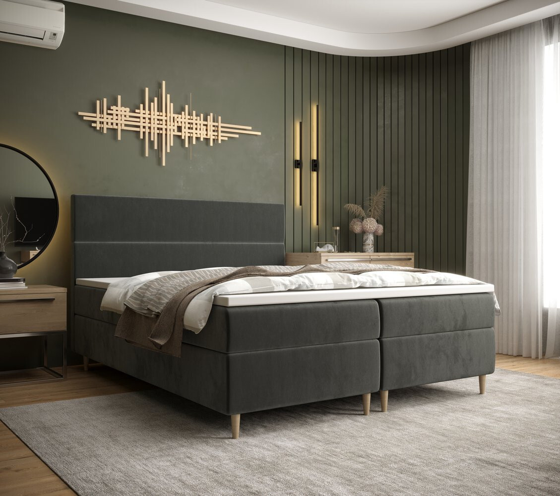 Kontinentálna manželská posteľ ANGELES - 140x200, tmavo šedá