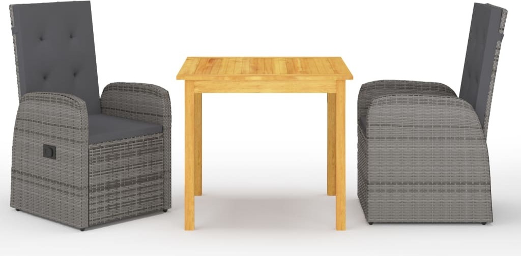 The Living Store 3ks. Záhradný jedálenský set sivý