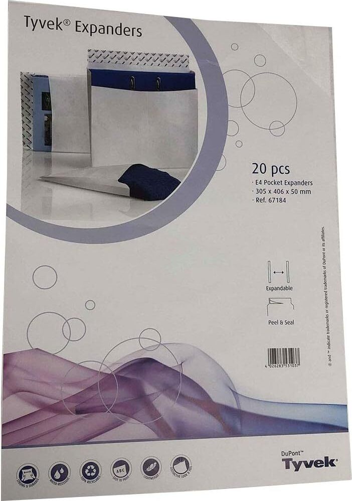 Tyvek Faltenversandtaschen E4 ohne Fenster 305 x 406 x 50 mm 20 Stück 67184
