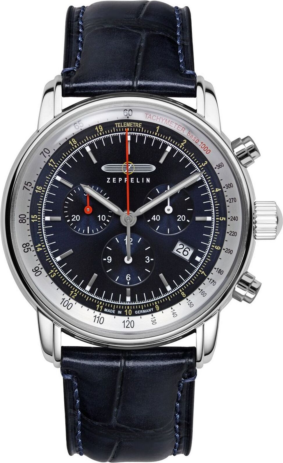Zeppelin Orologio Cronografo: Cassa In Acciaio Nero, Bracciale In Caucciù - Design Moderno