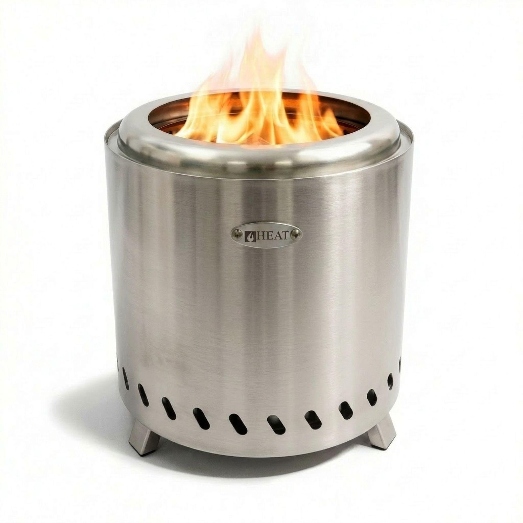 HEAT Rokfri Rauchfreier Feuerkorb - Rauchfreie Feuerschale - Tisch Feuerstelle - Fire Pit Outdoor - 22x22x25cm - Edelstahl