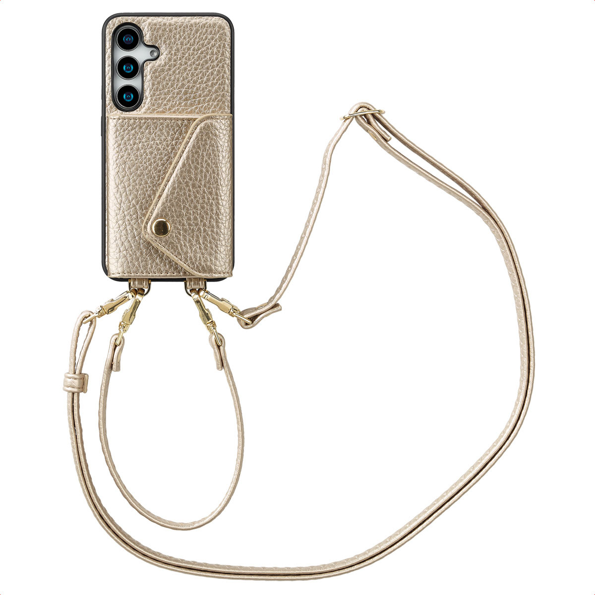 Selencia Sera Puzdro na telefón so šnúrou a obálkou na kartu pre Samsung Galaxy S24 / S25 - Champagne