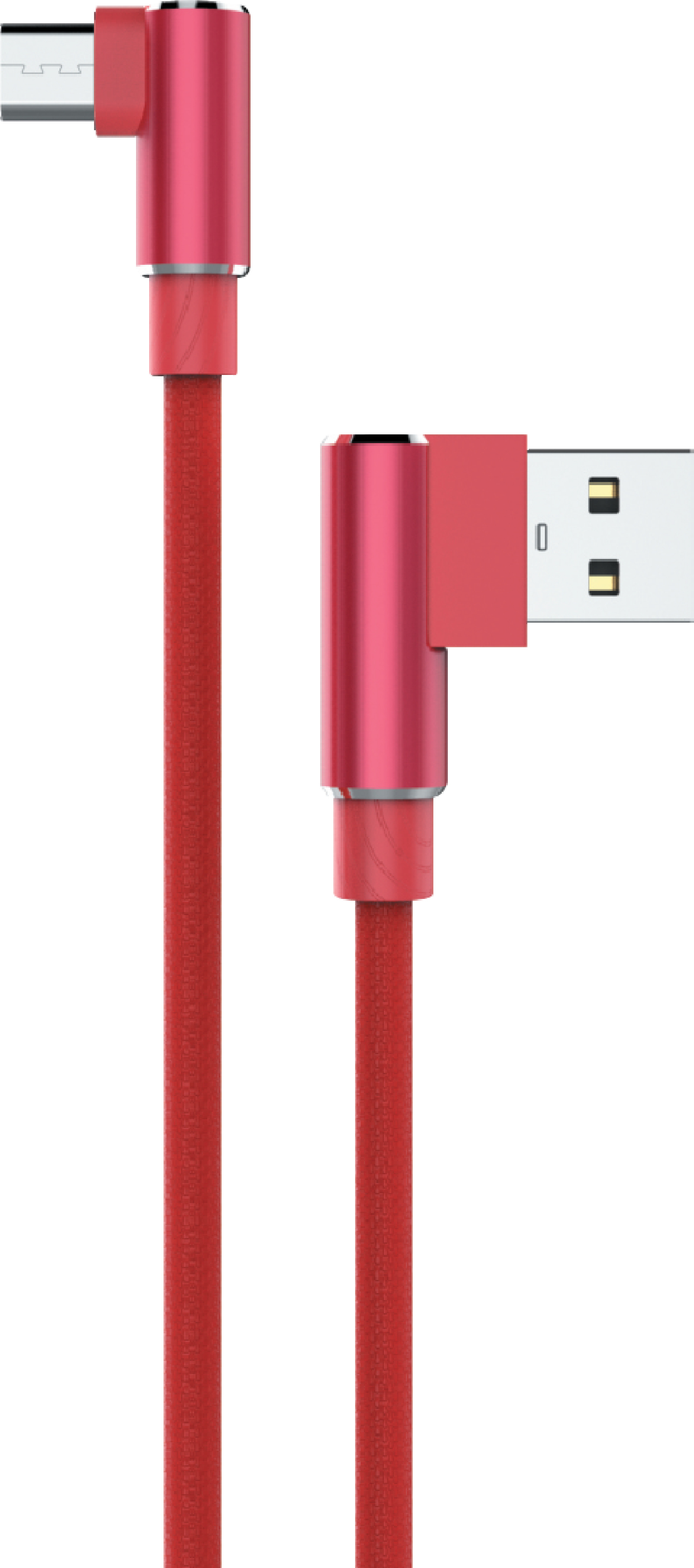 Sunix 2A Micro-USB nabíjací kábel 90° uhlový konektor 2 metre dátový kábel kábel na prenos dát nabíjačka v červenej farbe
