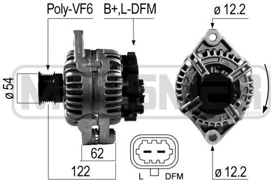 ERA 210689A Alternátor LiMa 140 A, 14 V pre OPEL ZAFIRA B (A05), Astra H Caravan (A04), Astra H hatchback (A04), Astra H GTC (A04)