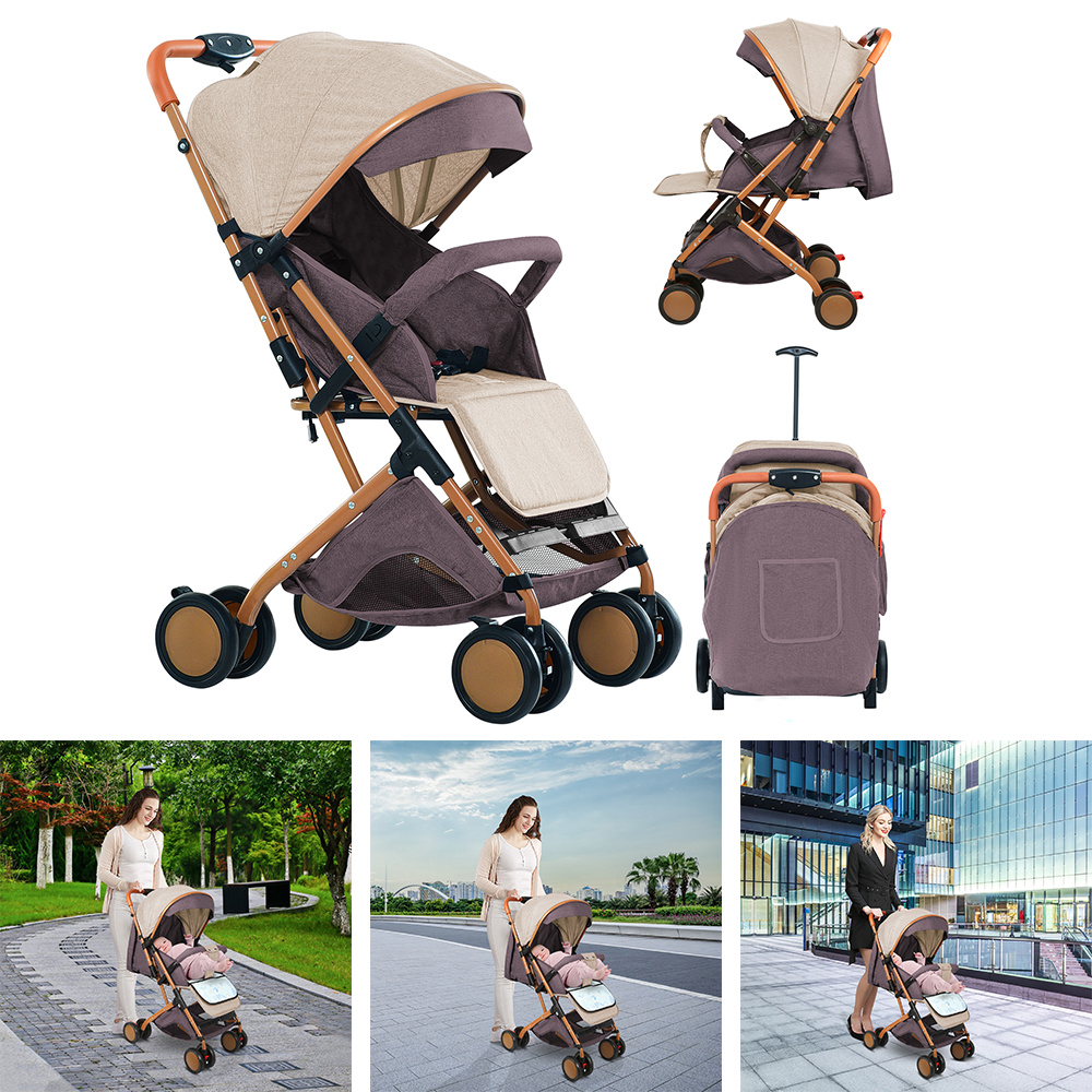 Kinderbuggy Klappbar Braun, Reisebuggy fr Baby 0-3 Jahre