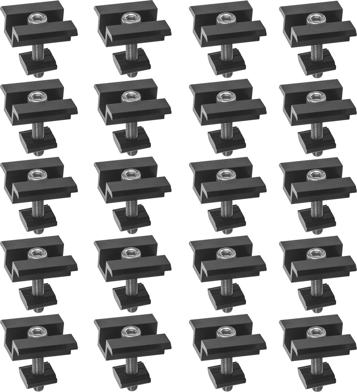Avoltik 20er Set Solar Photovoltaik ALU Mittelklemme schwarz 30mm f Befestigung Schiene avoltik-3335040020