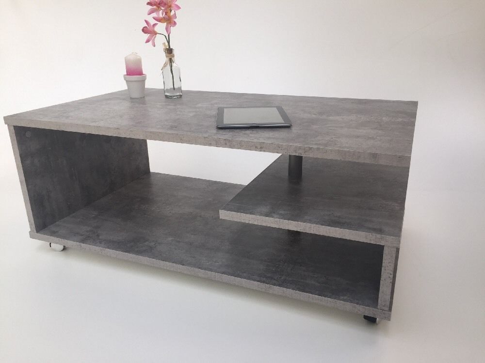 Möbel SD Couchtisch Timmi Beton Optik mit Rollen 201704