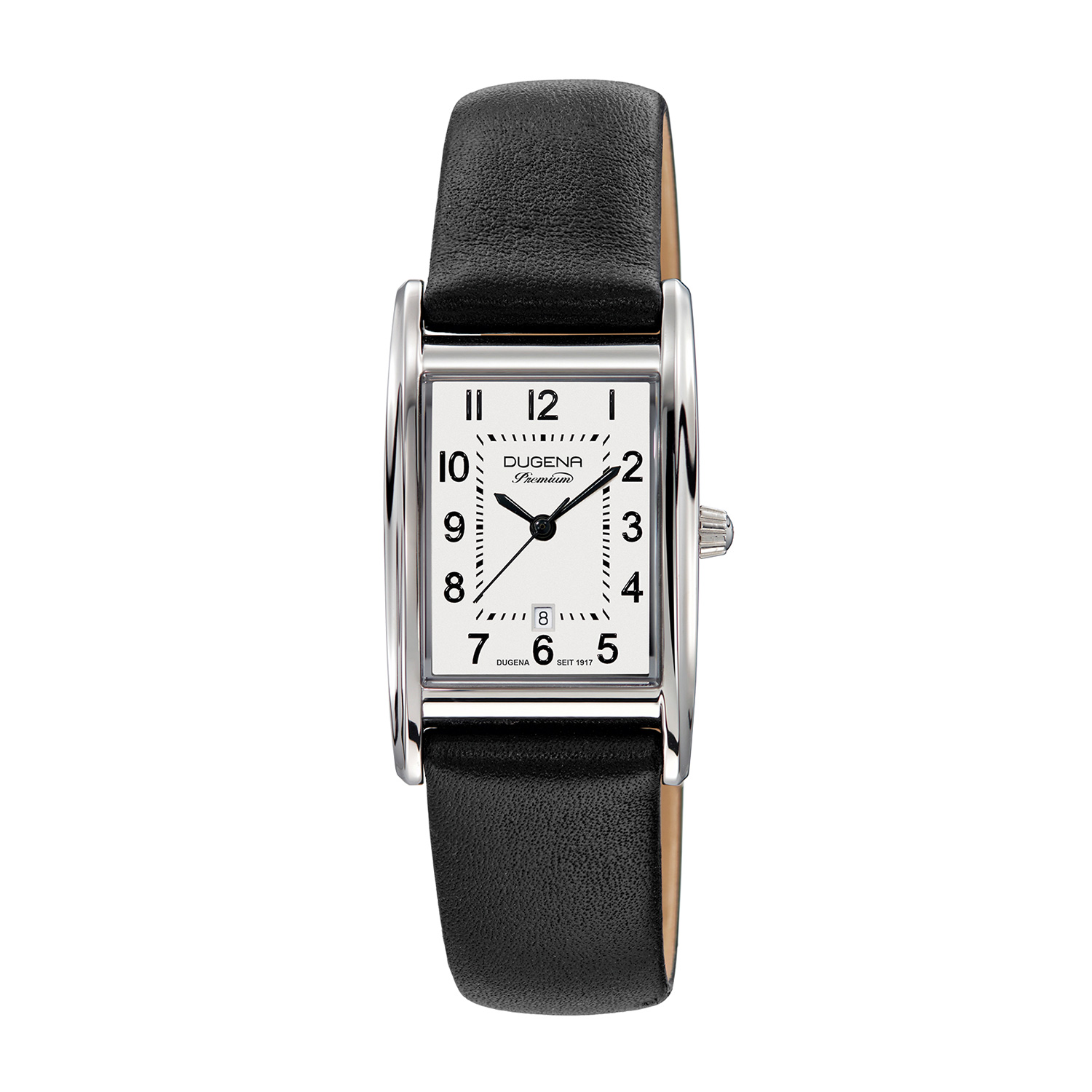 Dámske náramkové hodinky DUGENA 7000119 Quadra Artdeco, quartz, biely ciferník, puzdro z nehrdzavejúcej ocele, zafírové sklíčko, kožený remienok, spona, 5 barov