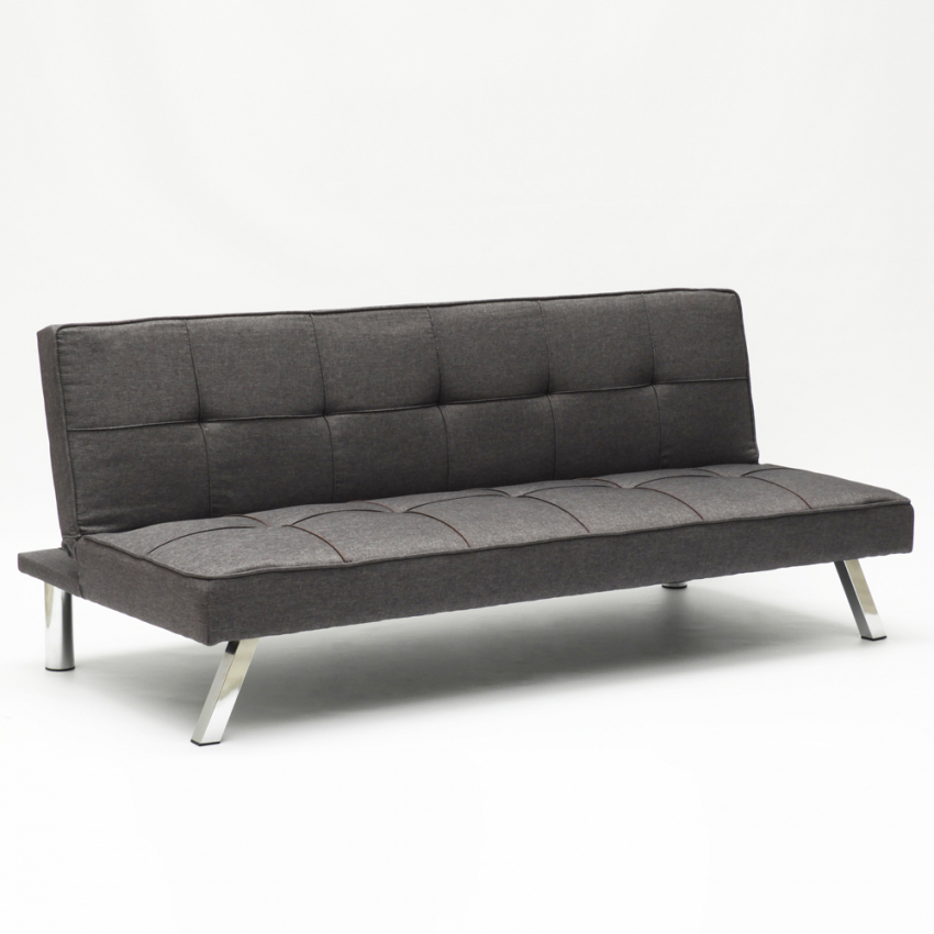 Modus Sofà Design Schlafsofa Gemma, moderne 2-Sitzer Couch Mit Schlaffunktion - Dunkel Grau