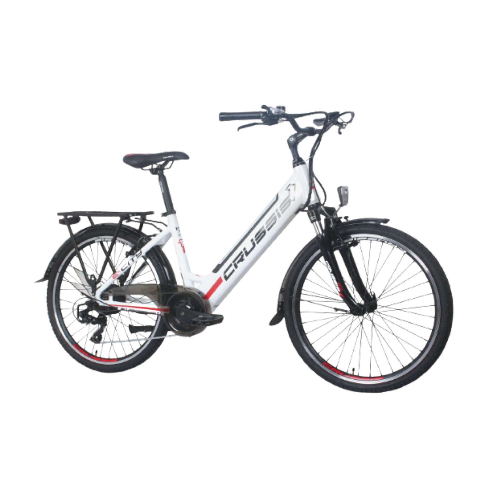 26 palcový ebike Mestský elektrický bicykel model E-Bike e-City 1.17-S Crussis Pedelec 2023 17,5Ah 630Wh Výška rámu 17" (42,3 cm) Biela