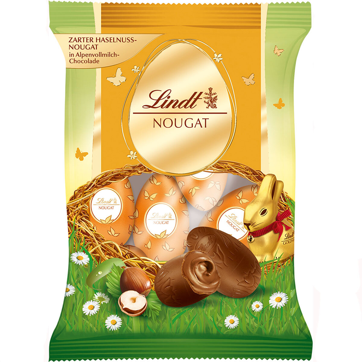 Lindt Nougat Eier Ostereier mit Vollmilchschokolade Nougat Creme 90g 64273
