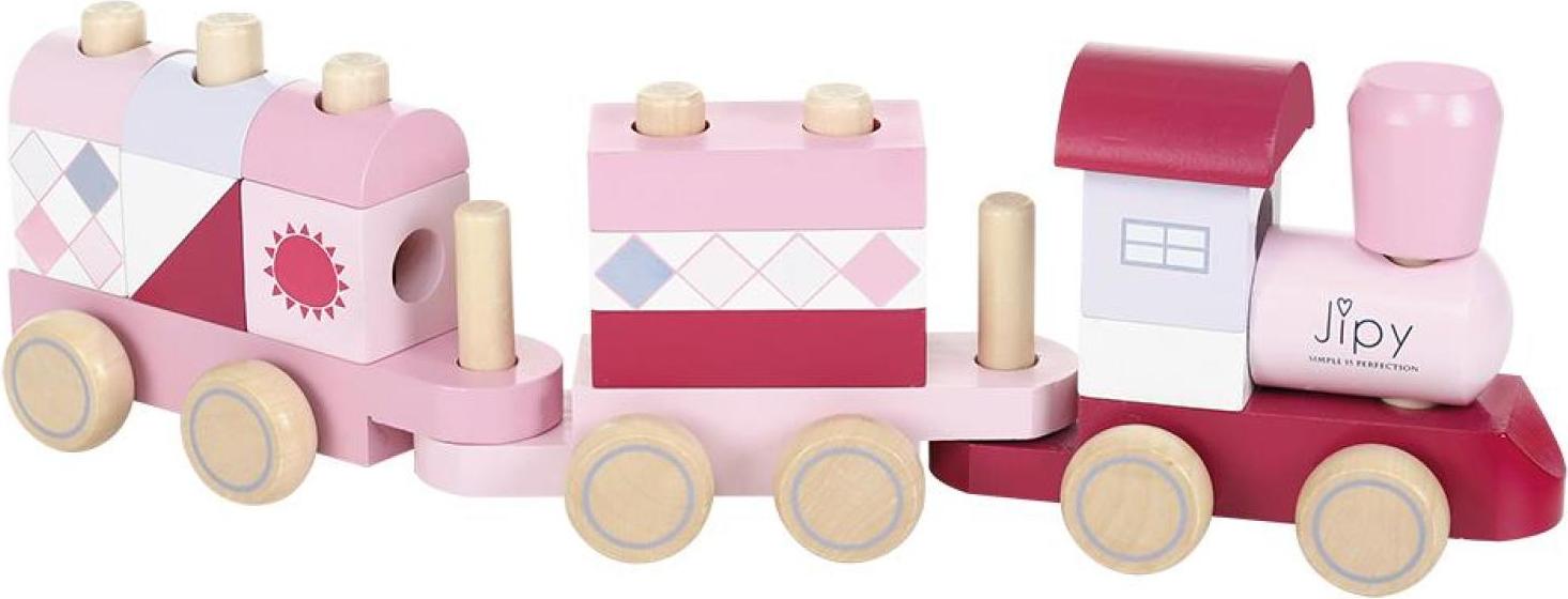 Otto Simon Holzeisenbahn rosa Holz Zug mit Bauklötzen für Kinder ab 18 Monate