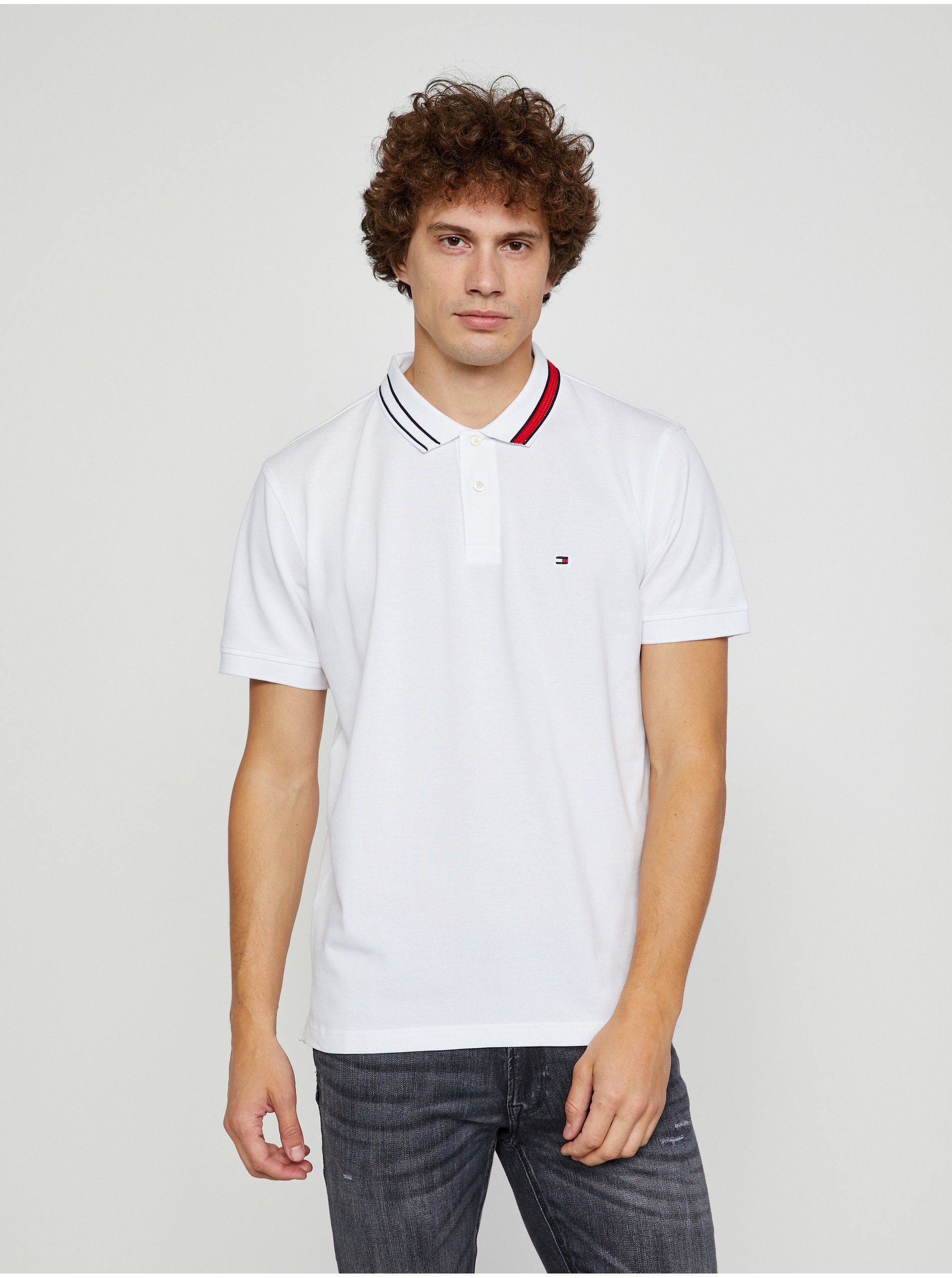 Weißes Tommy Hilfiger Herren Sophisticated Tipping Polo Shirt Tommy Hilfiger Herren Poloshirt SOPHISTICATED TIPPIN