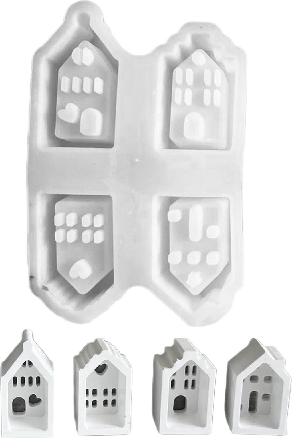 Crrynuo Silikonformen Gießformen Häuser, Weiß Silikonform Haus, Silikonform Mini Häuser Silikon Formen Zum Gießen Gießformen Häuser, Für Sojawachs Kerzen, Seife, Gips, Handwerk KAU-LR-UN-CPK-20251212-48