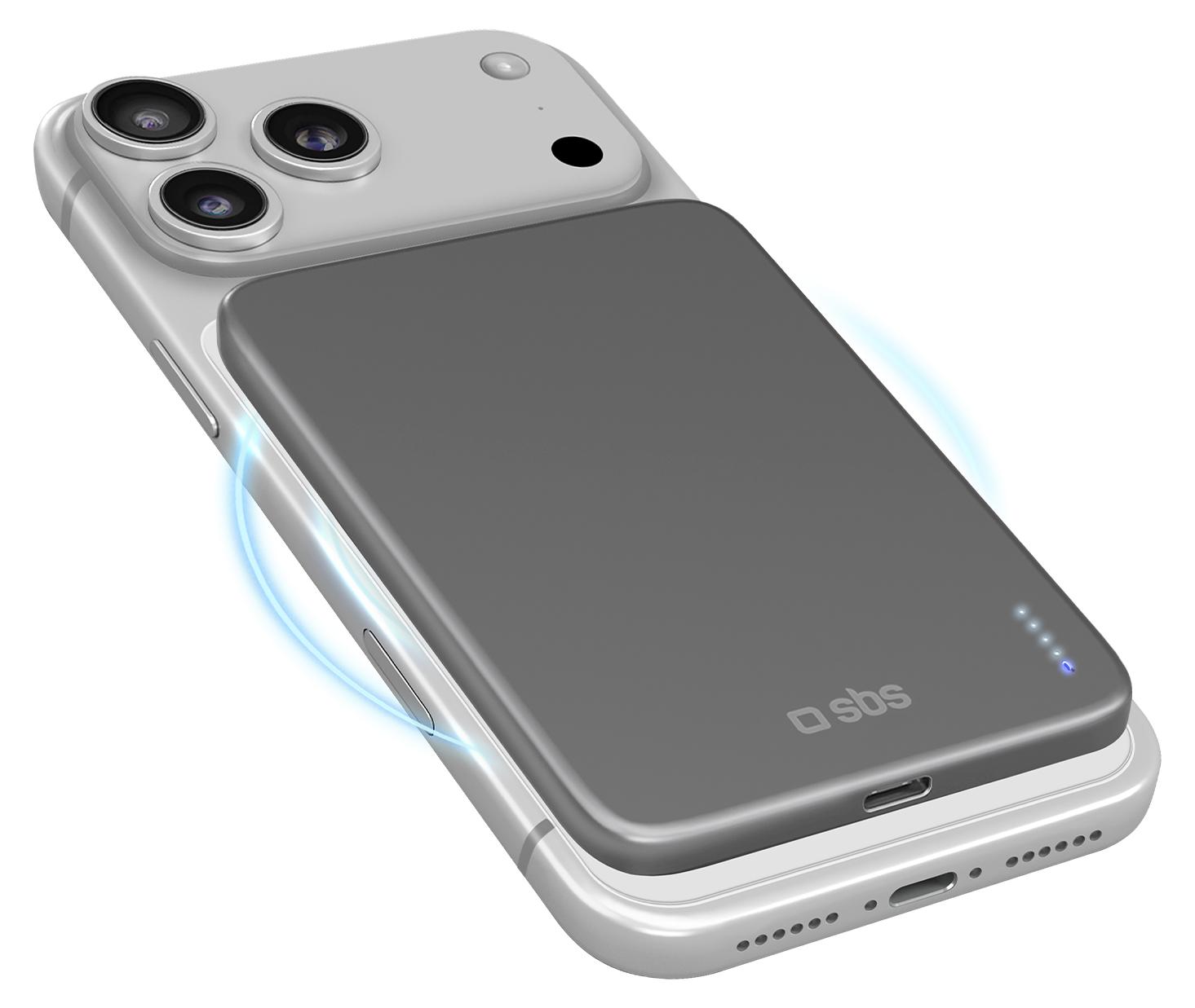 SBS Extra-schlanke magnetische Powerbank 5000mAh TEBB5000MAGXS