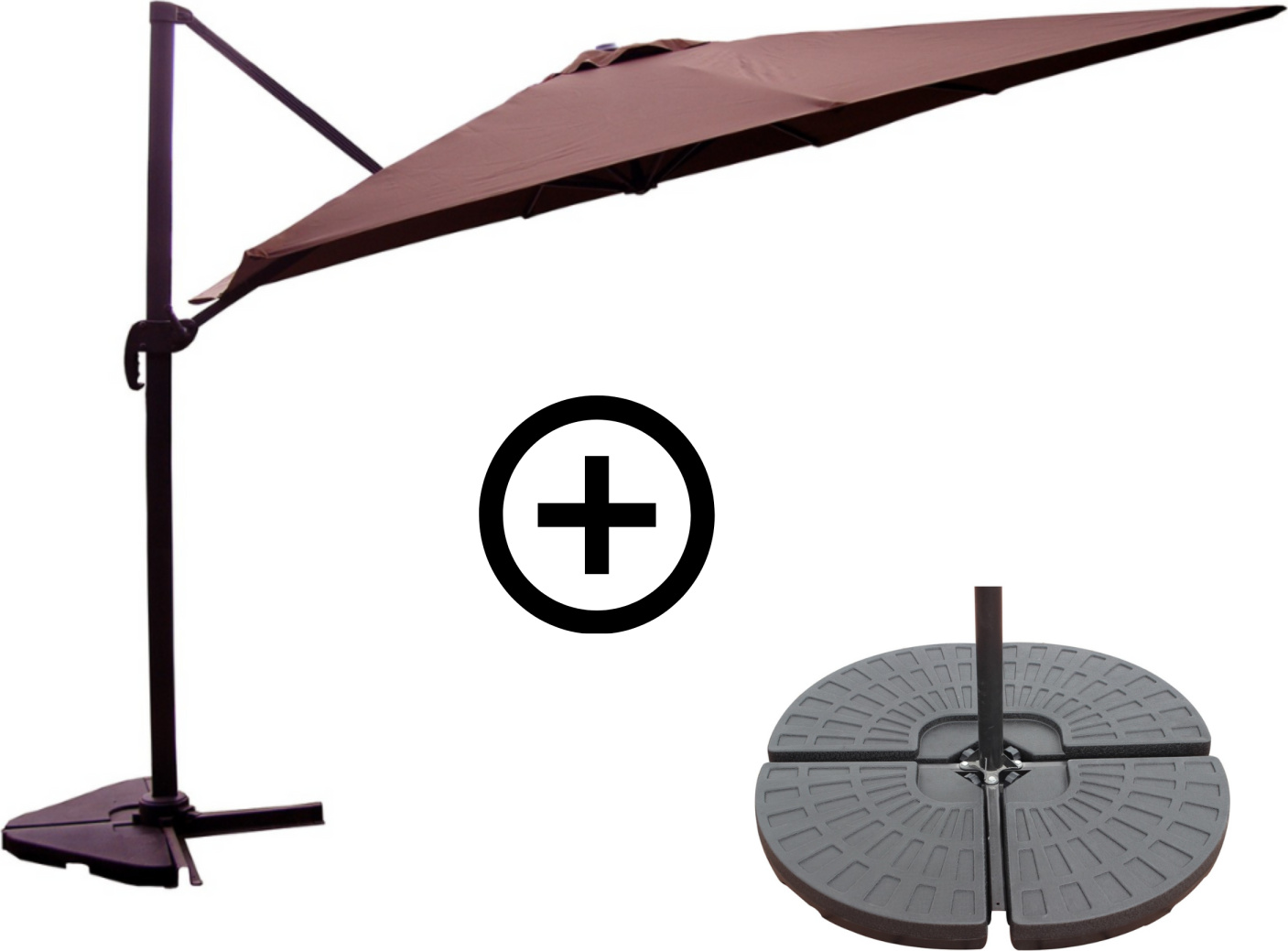 Concept Usine PALATINO Sonnenschirm-Set braun 3 x 3 m und 4 Gewichtsplatten 232883