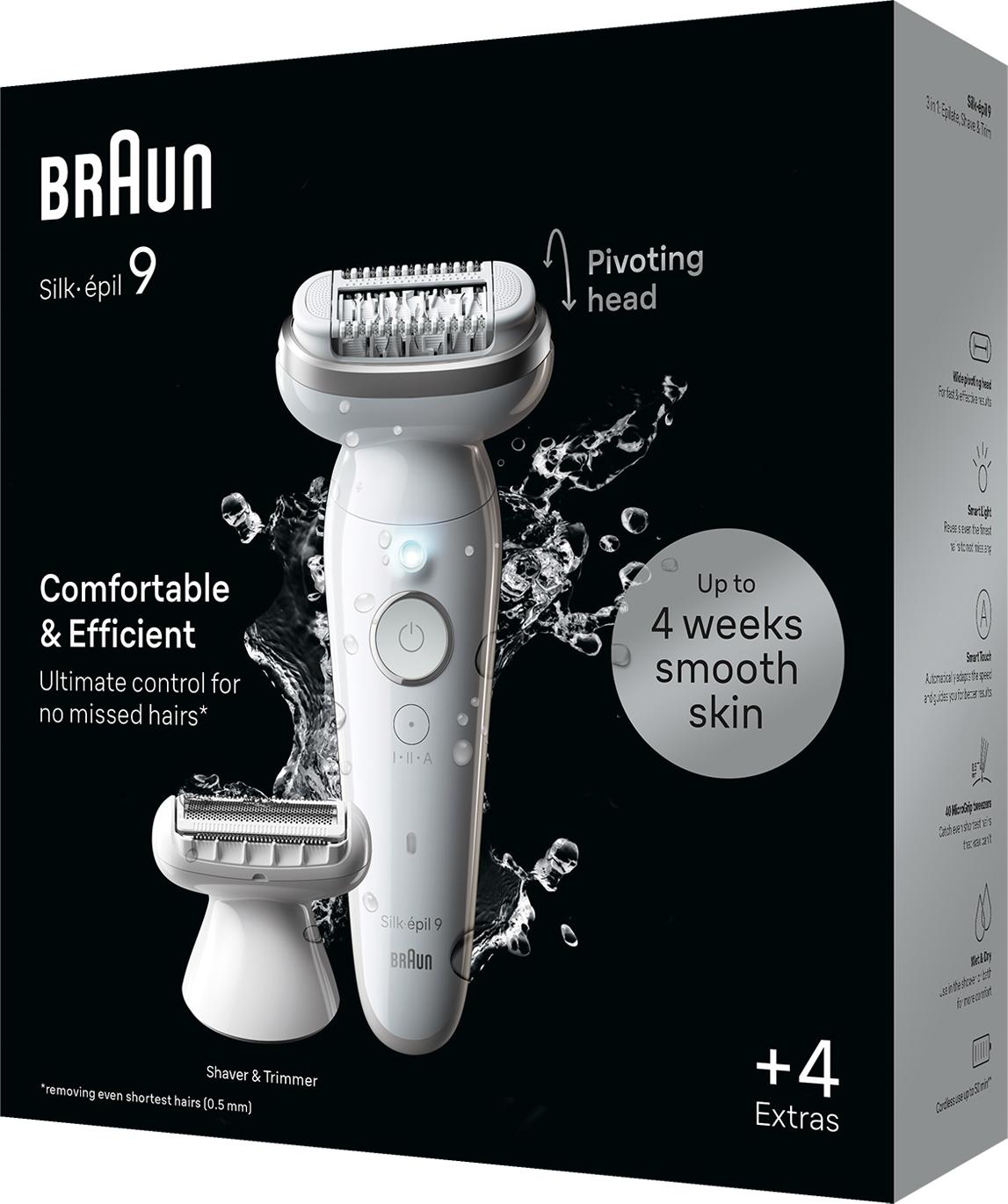 Braun Silk-épil 9 9-041, Silber, 40 Pinzette, MicroGrip, Akku, 100 - 240 V, 50/60 Hz