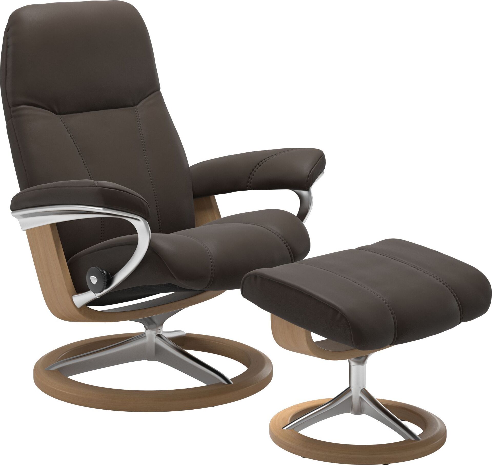 Stressless Sessel Consul Signature M mit Hocker in Leder Batick braun