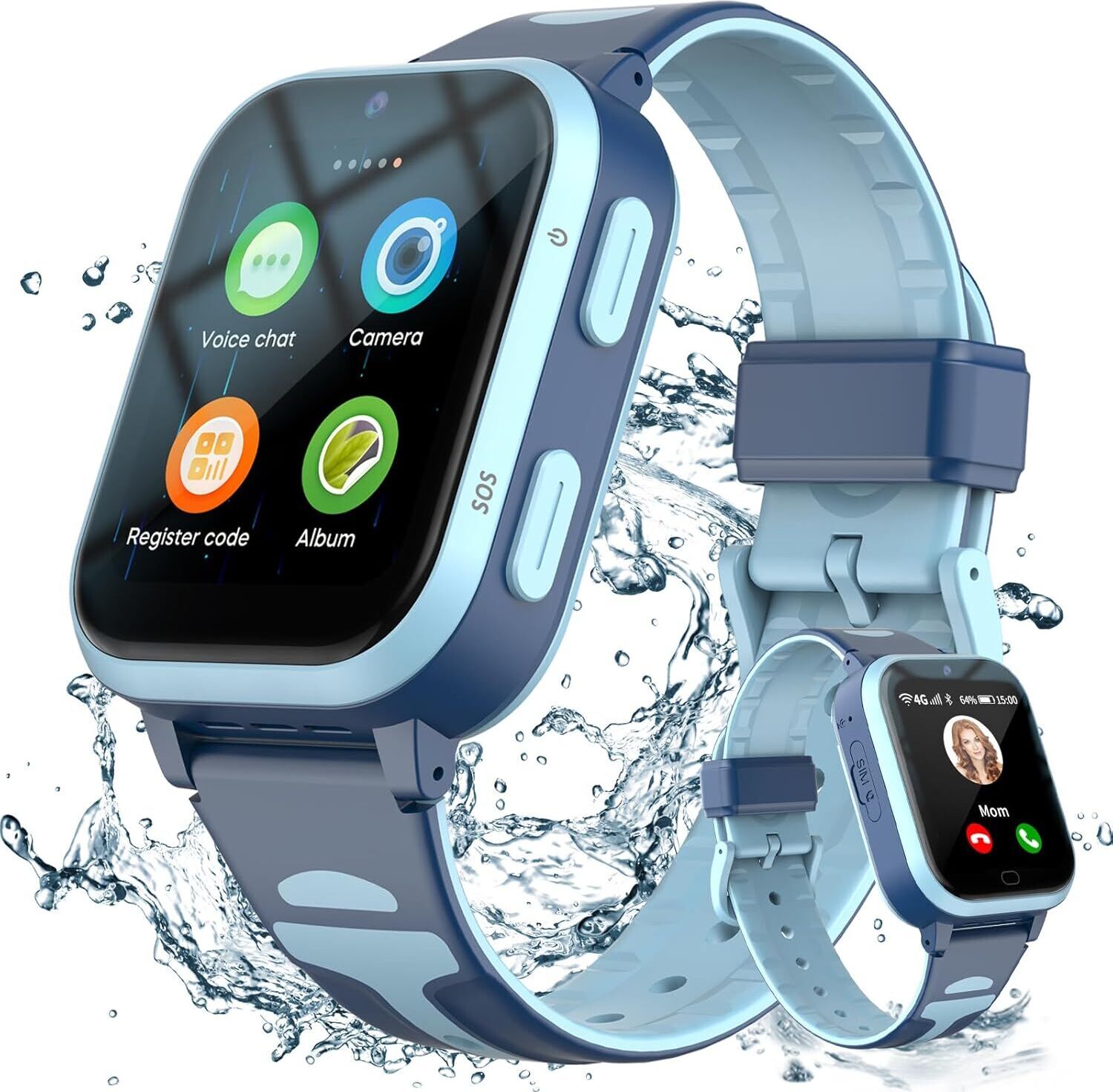 4G Smartwatch Kids, GPS Tracker Phone WiFi, Real-Time Position, Video Call Message, Waterproof, SOS, Pedometer, Geofence, Anti-Lost