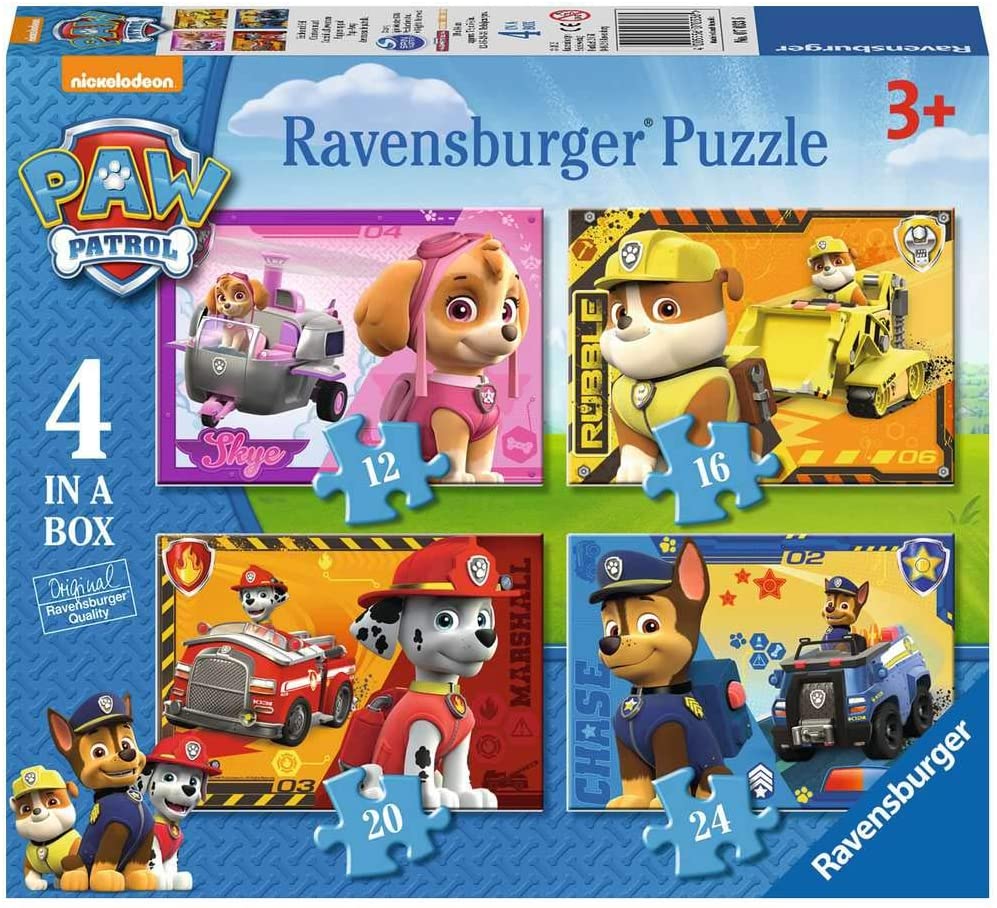 Ravensburger 06936 Paw Patrol 4 Puzzle 12/16/20/24 Teile a box-12/16/20/24, 
