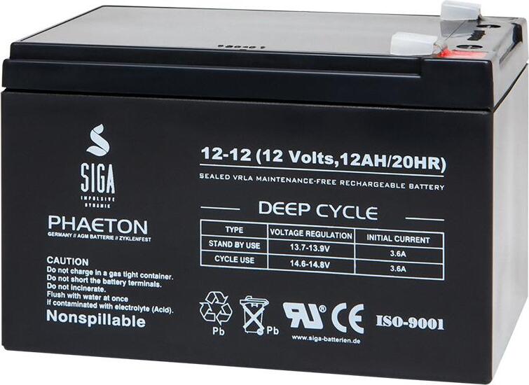 SIGA IMPULSIVE DYNAMIK SIGA Phaeton AGM Deep Cycle Akku 12Ah 12V S12-128