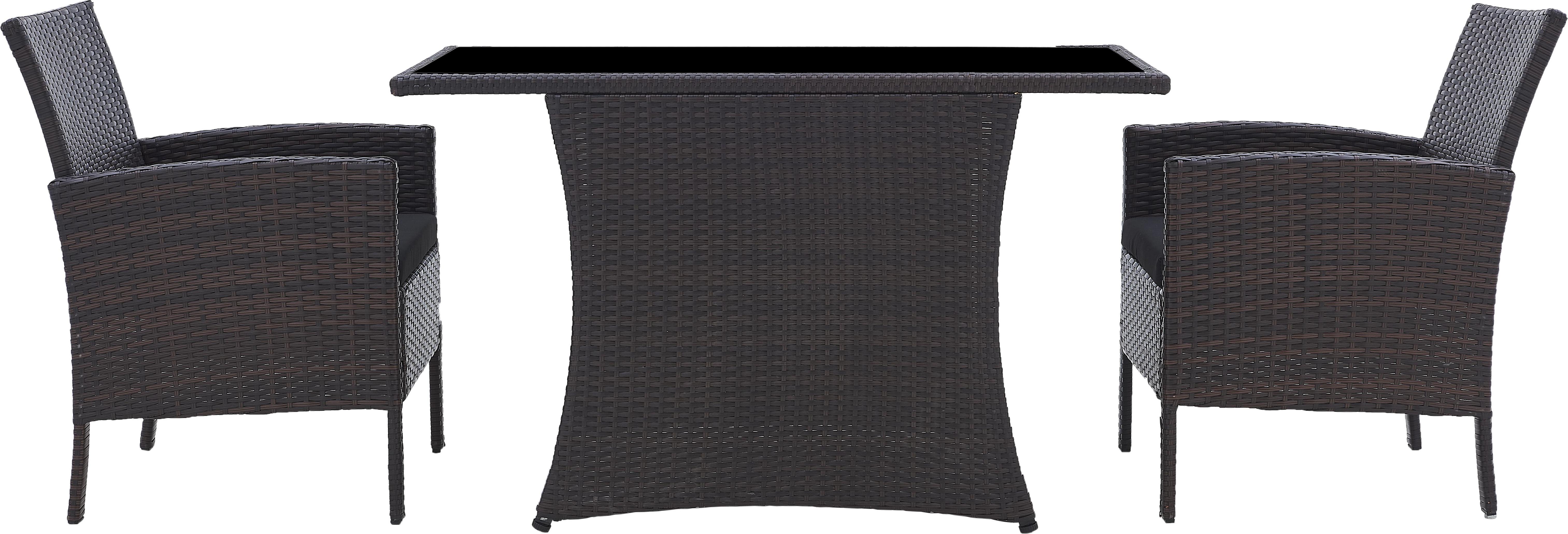 TPFGarden SITZGRUPPE Mubi 2 Sessel, 2 Sitzkissen, 1 Tisch, Braun TPFG-M-SG-MUBI-BROWN