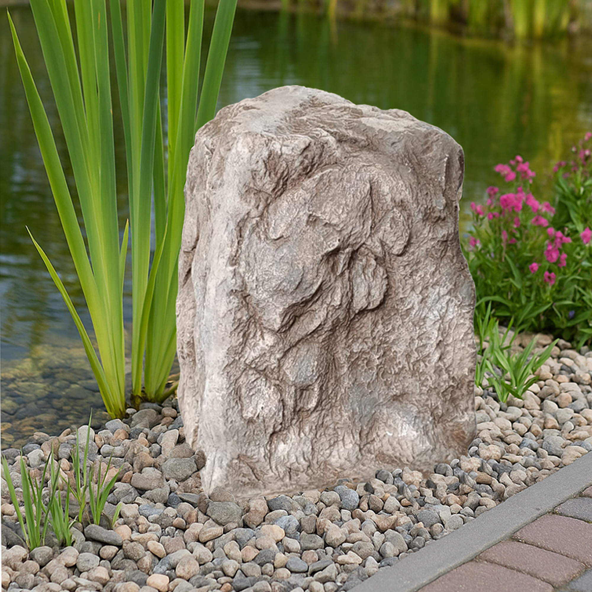 Arnusa Abdeckfelsen Trafohaus 28x40 cm Pumpenabdeckung Gartenfelsen Findling Stein Künstlich Gartenstein Abdeckung Sandsteinoptik Beige OG1005