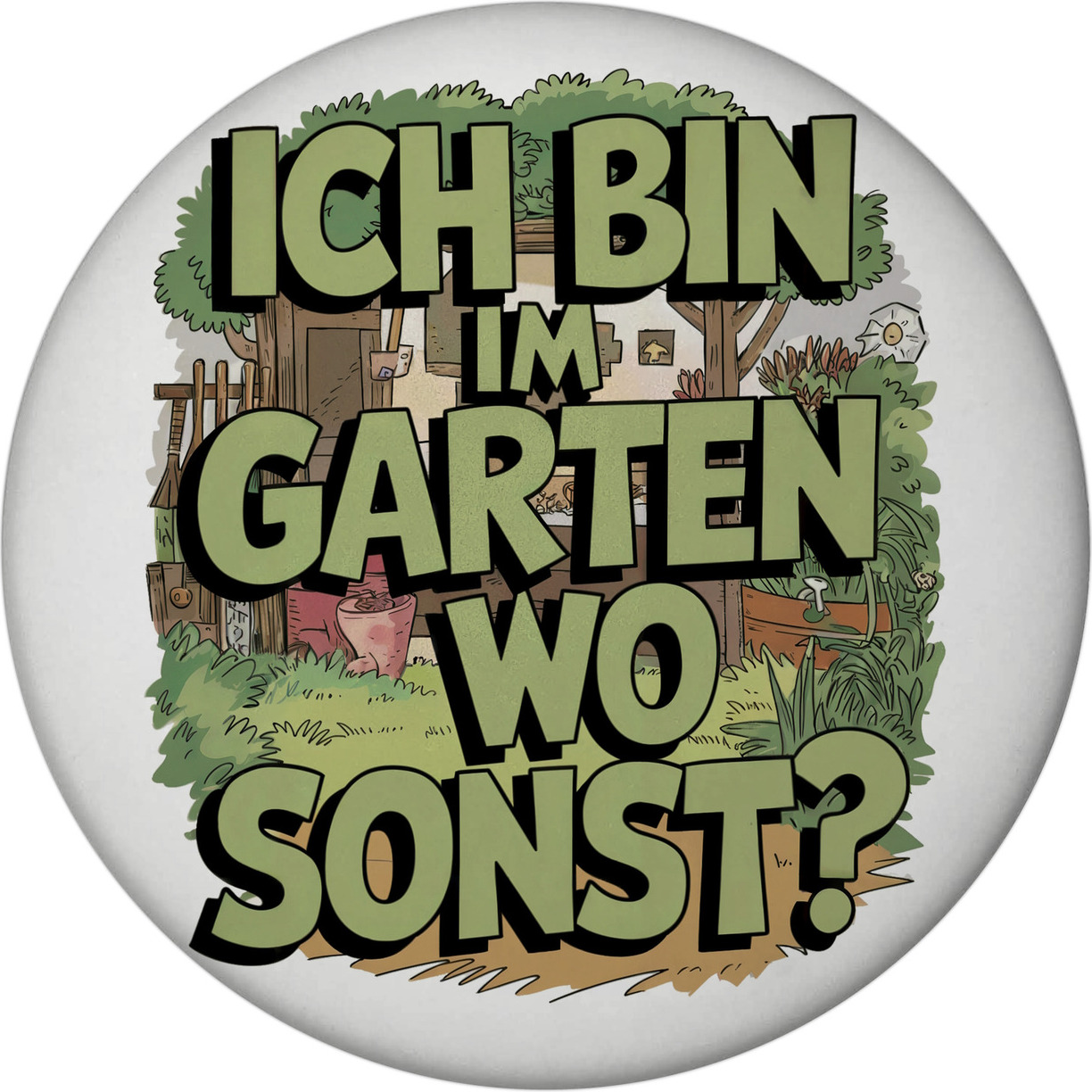 speecheese Bin im Garten, wo sonst? Magnet Gartenszene