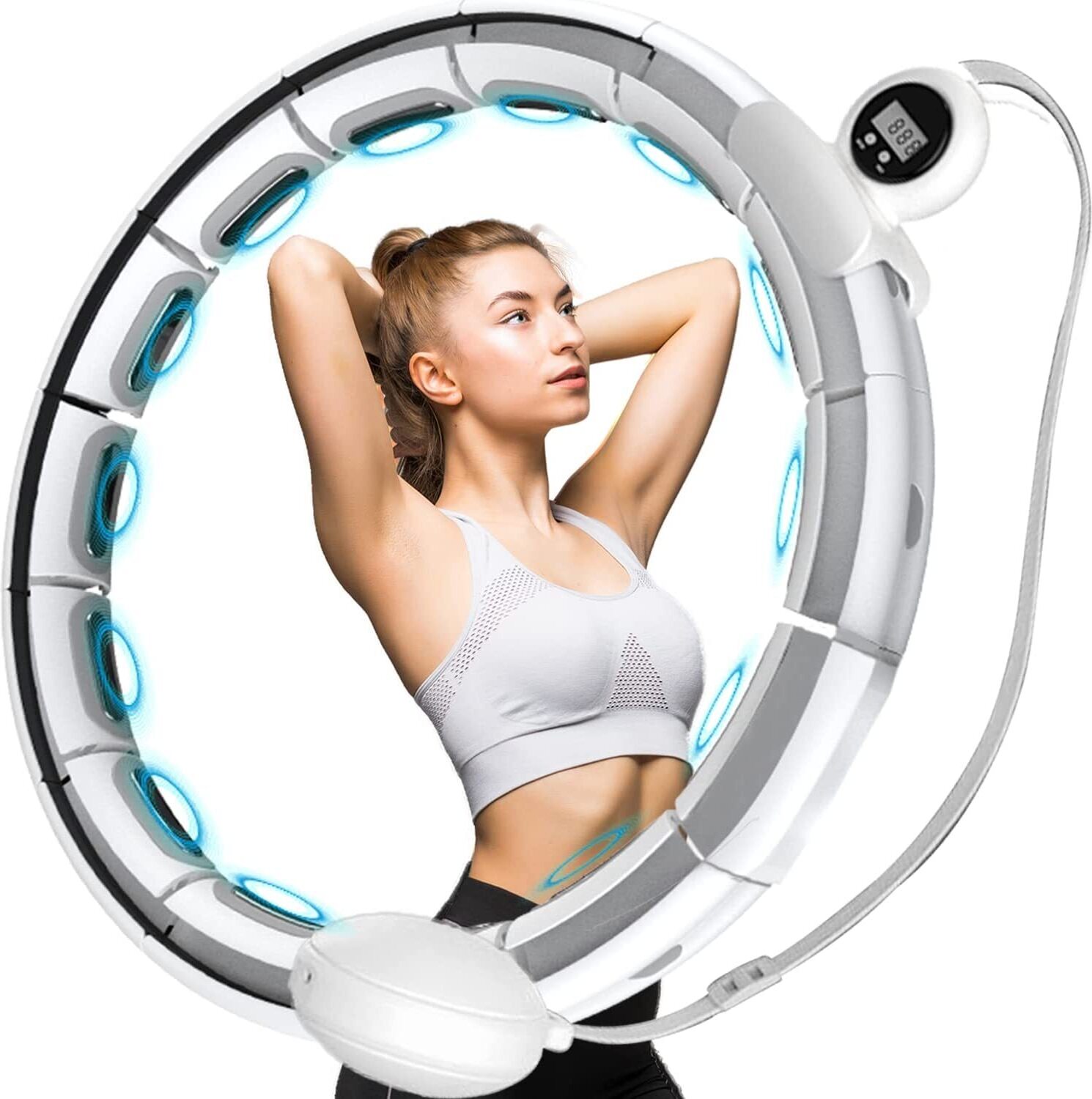 Dopwii Trainingsring Smart Hula Hoop, ( 20-tlg) ,Hula-Hoop-Reifen Hula-Hoop-Reifen Smart Hula Hoop mit 20 Segments,360° Massage