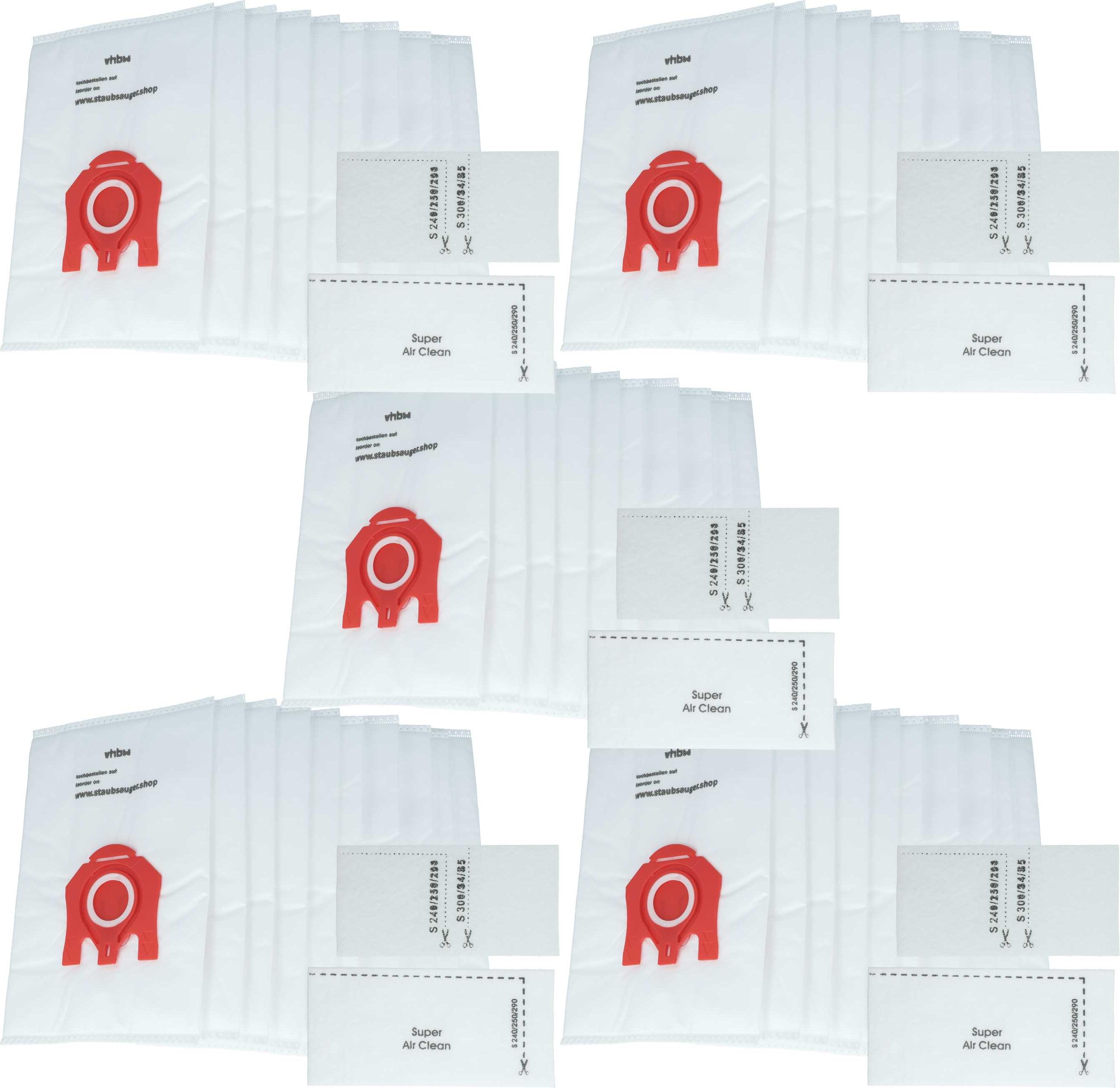 vhbw 50x Staubbeutel kompatibel mit Miele Soft Red, SOFT Silver 700, Soft Red 2300, Soft Blue 700, Soft Green 700 Staubsauger - 27,5cm x 18cm Weiß