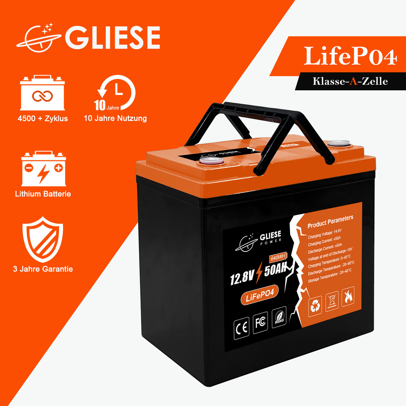 GLIESE 12V 200AH LiFePO4 Batterie