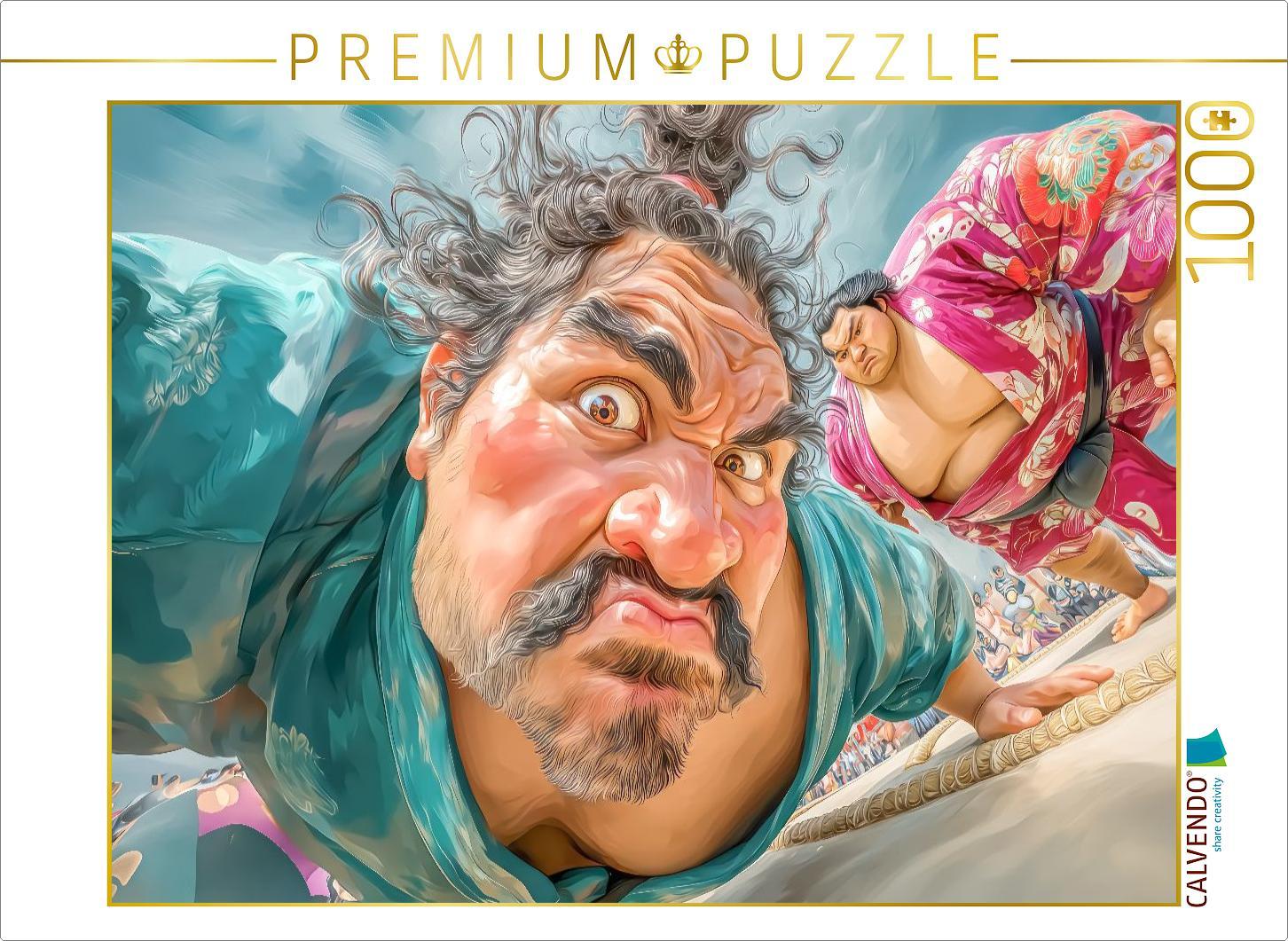 CALVENDO Puzzle Sumoringer Karikaturen | 1000 Teile Lege-Größe 64x48cm Foto-Puzzle für glückliche Stunden