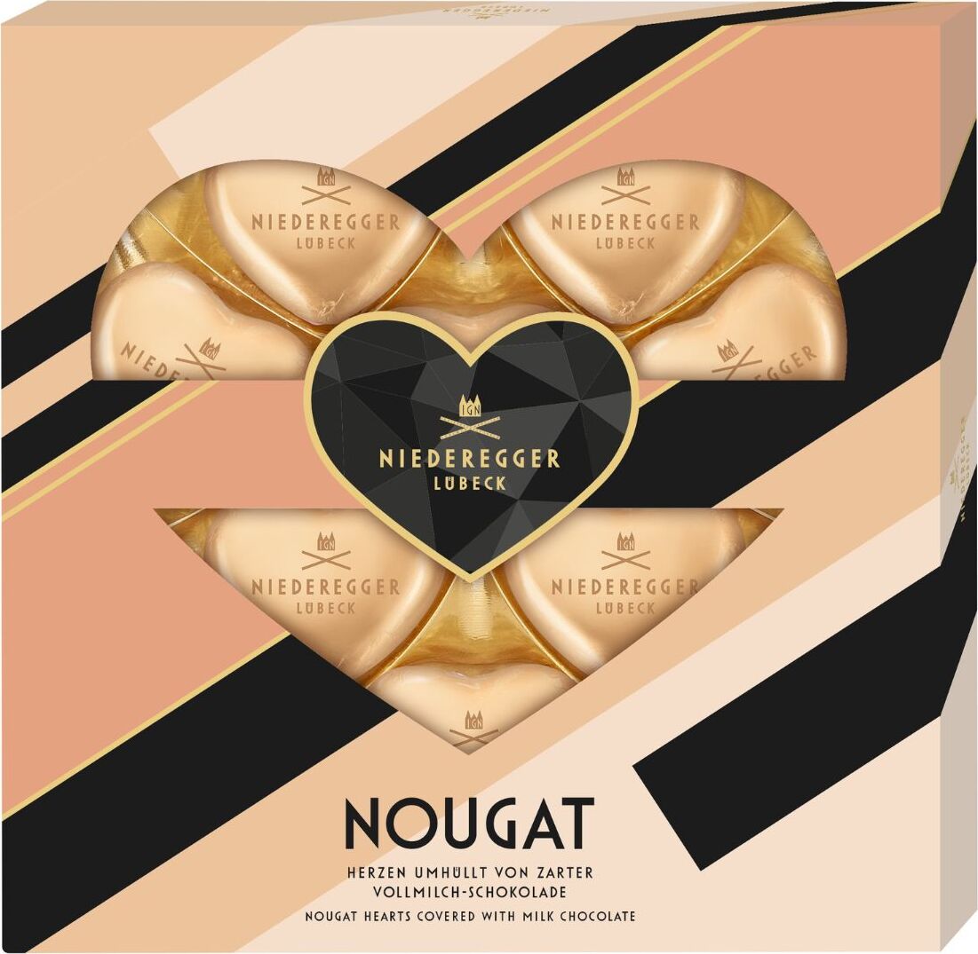 Nougat-Herzen, Nougat-Pralinen mit Vollmilch-Schokolade, 125 g, Niederegger 41176