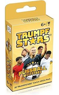 Akhan TRUMPFSTARS Fußball Weltstars - 50 Karten mit 50 Top Stars des Weltfußballs - Kartenspiel für 2-8 Spieler - ab 6 Jahren - Deutsche Sprache – Modernes Design - Plastikfrei - Fußballkarten - Qualität 174799378