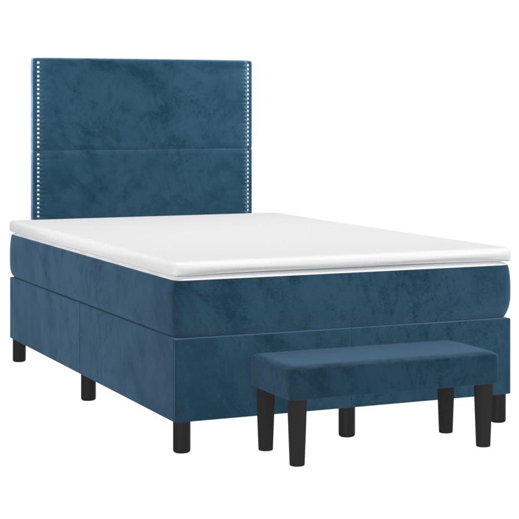 vidaXL Boxspringbett mit Matratze Dunkelblau 120x190 cm Samt 3270467