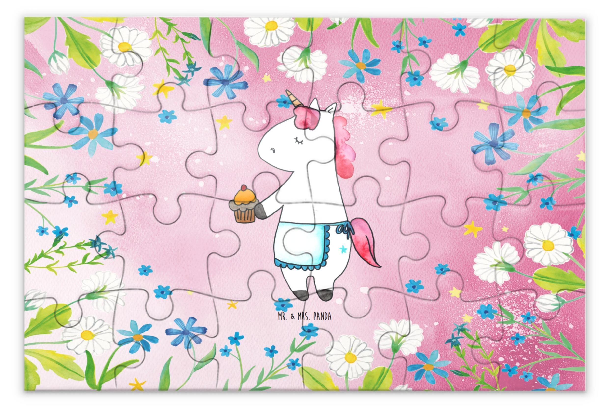 Mr. & Mrs. Panda Puzzle Einhorn Muffin 24 Teile - Rot Pastell - Geschenk, 1000, 1500, Grüße, 2000, Kekse, Geburtstag, Geburtstagsgrüße, Unicorn, 300, 500 PD-1864335-STANDARD