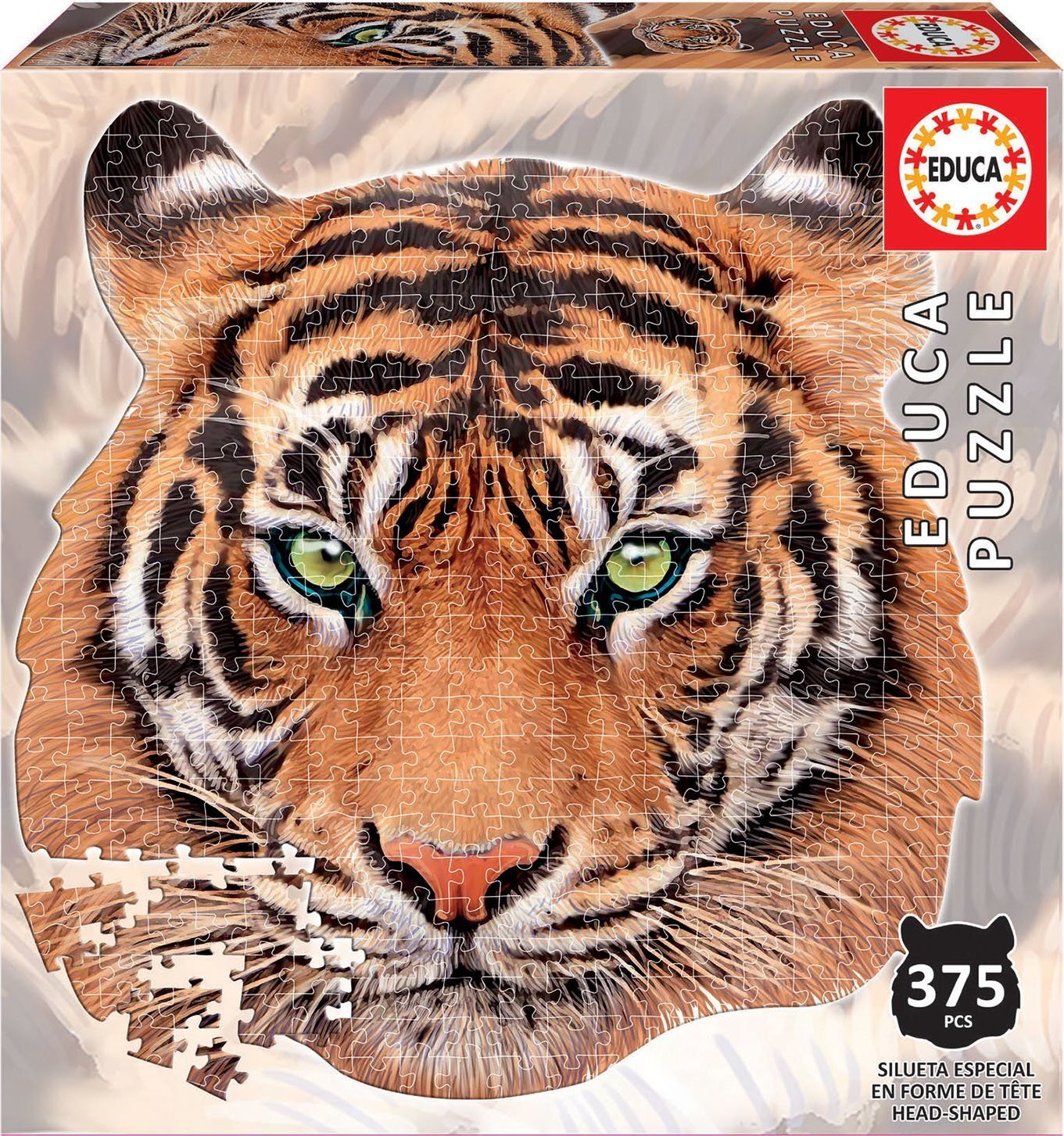 EDUCA - Shape Puzzle Tiger face 400 Teile WLP-Educa-18475