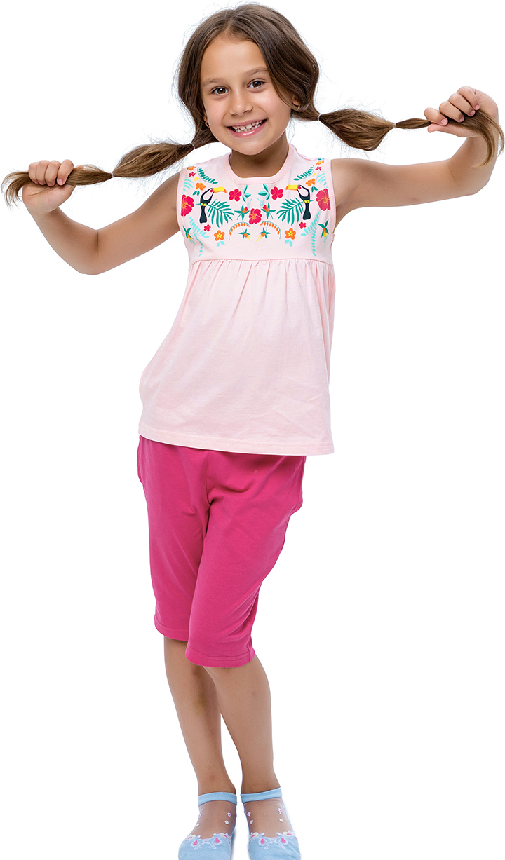 Winkiki Kids Wear Mädchenpyjamas kurze Ärmel, kurze Hose Summer - Rosa/Fuchsia - 146 WJG91170-220-146