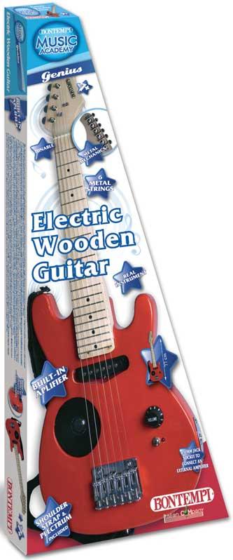 Bontempi elektrische Gitarre Holz rot - Spielzeuggitarre für Kinder