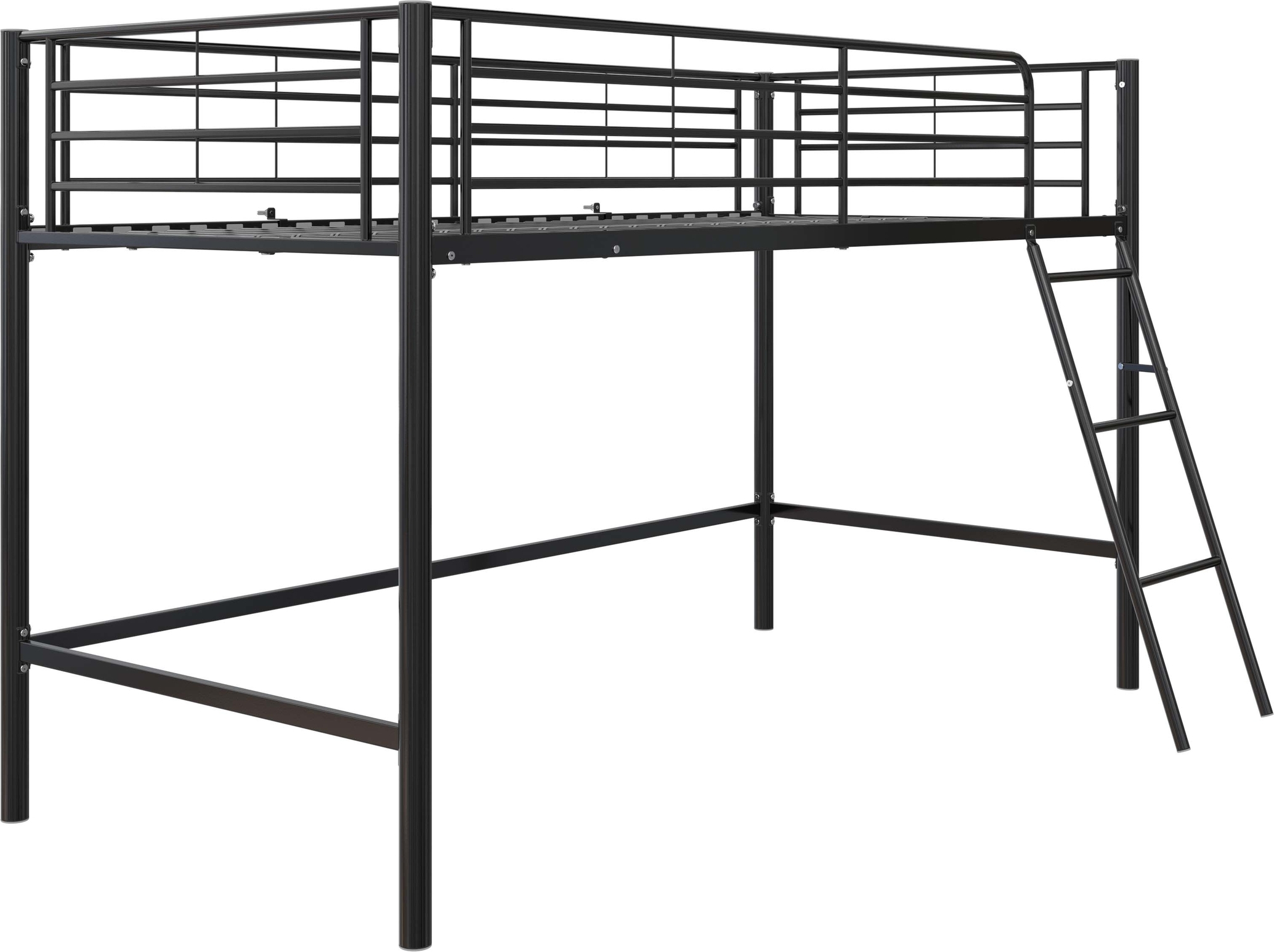 Hochbett >Tore< in Schwarz, Metall - 207x129x130cm (BxHxT)