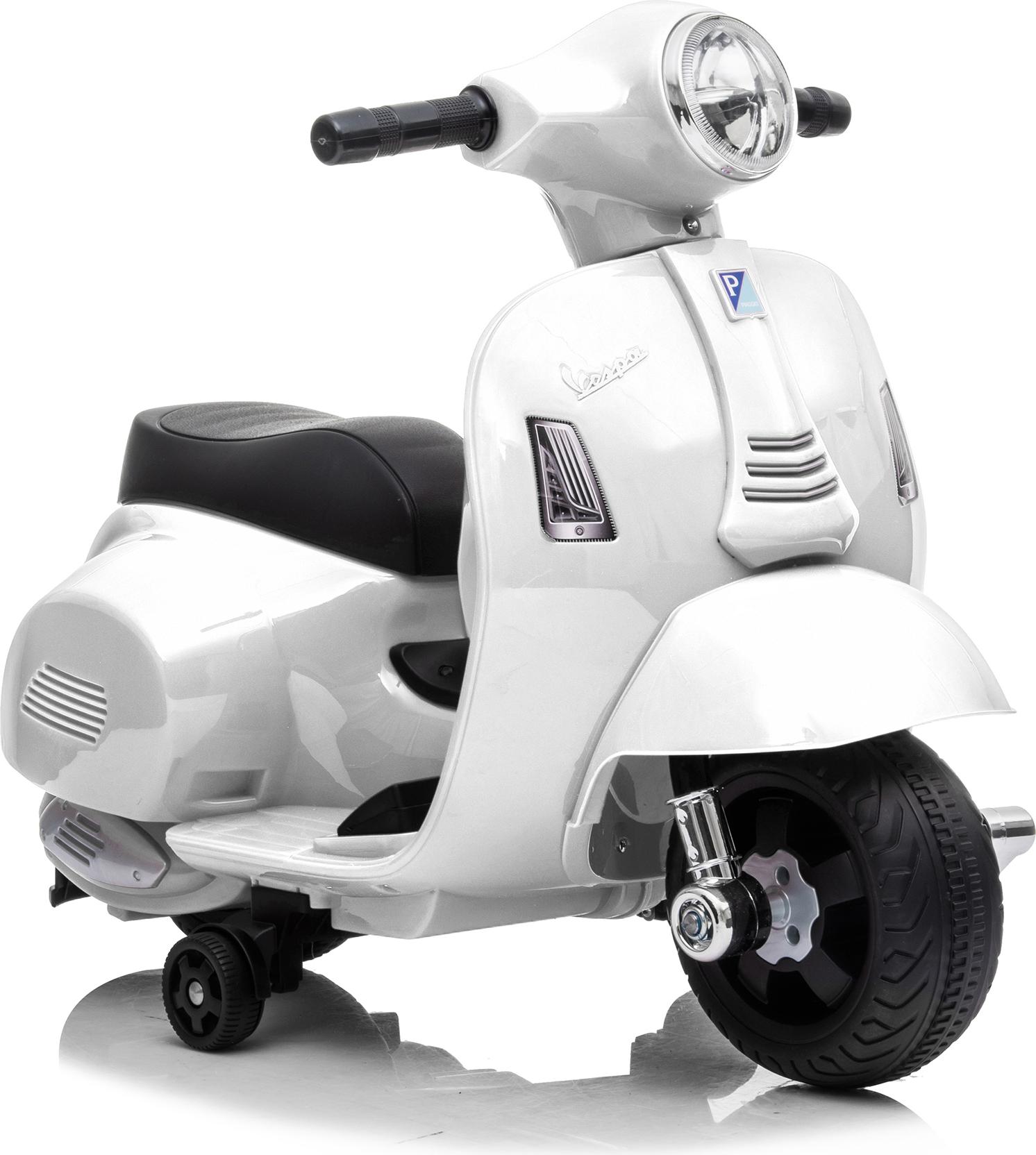 Lemodo Vespa Kinder Elektrofahrzeug weiß, Elektro Motorrad für Kinder ab 18 Monate PT015_W