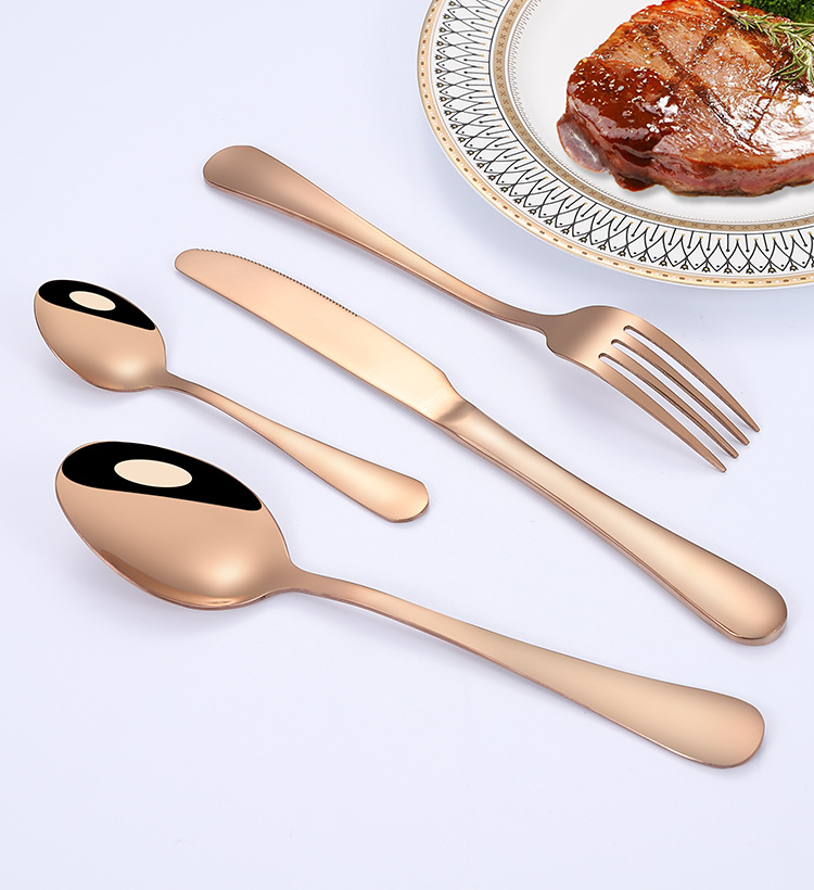 Zhixia 16 tlg Edelstahl Besteck Set rostfrei Tafelbesteck Essbesteck Roségold XWW591