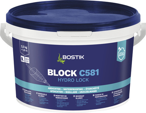 Bostik Block C581 Hydro Lock Bohrlochschlämme 2.5kg Eimer Bohrlöcher Hohlräume 30621530
